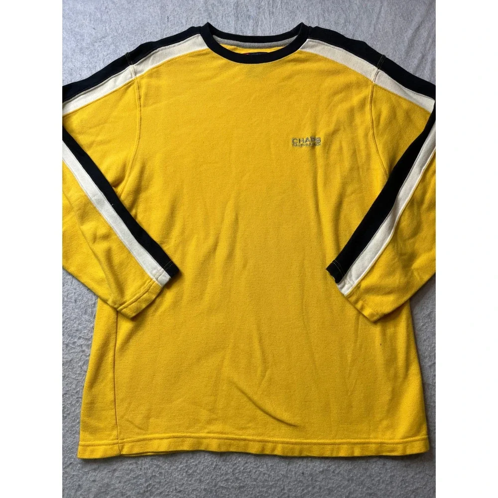 Chaps Ralph Lauren Mens Yellow Long Sleeve Crewneck T Shirt Cotton Size M‎ VTG